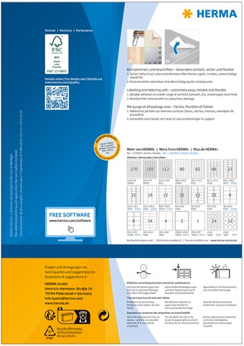 Etiket HERMA 4476 40mm verwijderbaar wit 2400st 100 Vel-2