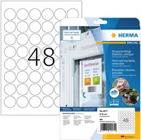 Etiket HERMA 4571 30mm rond folie wit 960stuks 20 Vel