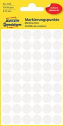 Etiket Avery 3145 rond 12mm wit 270 stuks