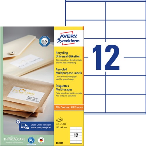 Etiket Avery LR3424 105x48mm wit 1200st 100 Vel-2