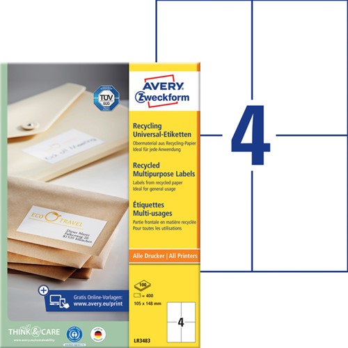 Etiket Avery LR3483 105x148mm recycled wit 400 stuks-2