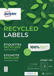 Etiket Avery LR7160-100 63.5x38.1mm wit 2100st 100 Vel