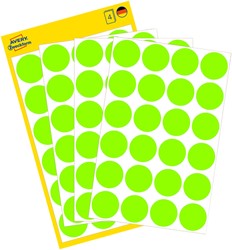 Etiket Avery 3174 rond 18mm lichtgroen 96st 4 Vel
