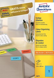Etiket AZ 3471 210x297mm A4 blauw 100stuks 100 Vel