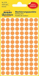 Etiket AZ 3178 rond 8mm oranje 416stuks 4 Vel