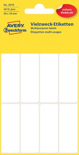 Etiket Avery 3079 50x19mm wit 48st 6 Vel