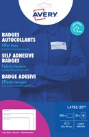 Naambadge etiket Avery L4785-20 80x50mm 200 stuks