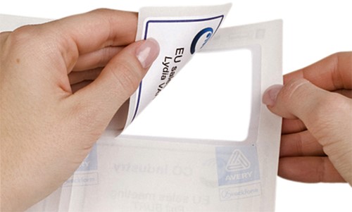 Naambadge etiket Avery L4787-20 80x50mm blauw kader 200 stuks-1