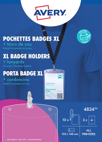 Badge Avery 4834 A6 hoes + insteekkaarten 10st 10 Stuk
