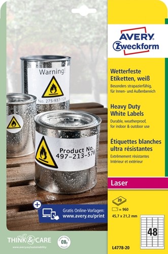 Etiket Avery L4778-20 45.7x21.2mm wit 960stuks 20 Vel-2