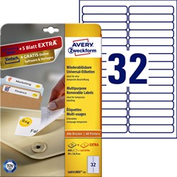 Etiket Avery L6031REV-25 96x16.9mm wit 800stuks 25 Vel