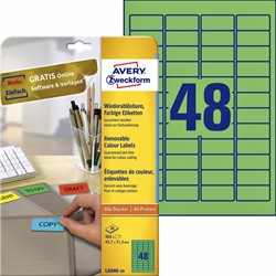 Etiket Avery L6040-20 45.7x21.2mm groen 960st 20 Vel