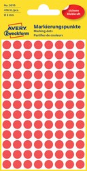 Etiket AZ 3010 rond 8mm rood 416stuks 4 Vel