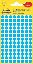 Etiket Avery 3011 rond 8mm blauw 416st 4 Vel