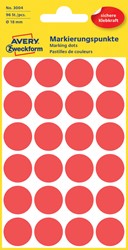 Etiket Avery 3004 rond 18mm rood 96 stuks