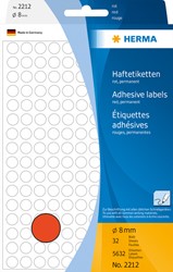 Etiket HERMA 2212 rond 8mm rood 5632 stuks