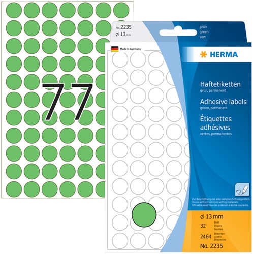 Etiket HERMA 2235 rond 13mm groen 2464stuks 32 Vel-2