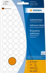 Etiket HERMA 2234 rond 13mm fluor oranje 1848stuks 24 Vel