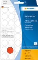 Etiket HERMA 2252 rond 19mm rood 1280stuks 32 Vel