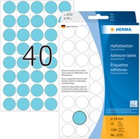 Etiket HERMA 2253 rond 19mm blauw 1280stuks 32 Vel-2