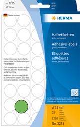 Etiket HERMA 2255 rond 19mm groen 1280st 32 Vel