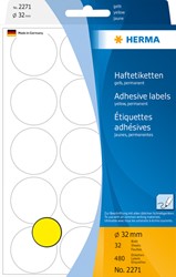 Etiket HERMA 2271 rond 32mm geel 480st 32 Vel