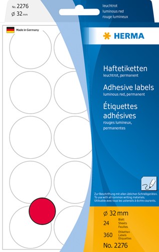 Etiket HERMA 2276 rond 32mm fluor rood 360st 24 Vel