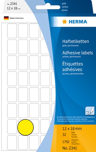 Etiket HERMA 2341 12x18mm geel 1792st 32 Vel