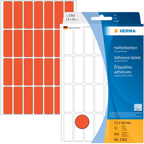 Etiket HERMA 2362 13x40mm rood 896stuks 32 Vel-2