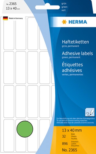 Etiket HERMA 2365 13x40mm groen 896st 32 Vel