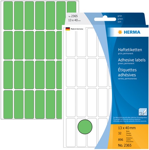 Etiket HERMA 2365 13x40mm groen 896stuks 32 Vel-2