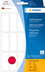 Etiket HERMA 2416 20x50mm fluor rood 360st 32 Vel