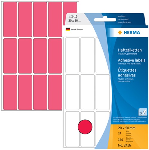 Etiket HERMA 2416 20x50mm fluor rood 360stuks 32 Vel-2