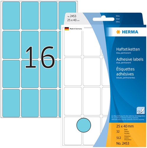 Etiket HERMA 2453 25x40mm blauw 512st 32 Vel-2