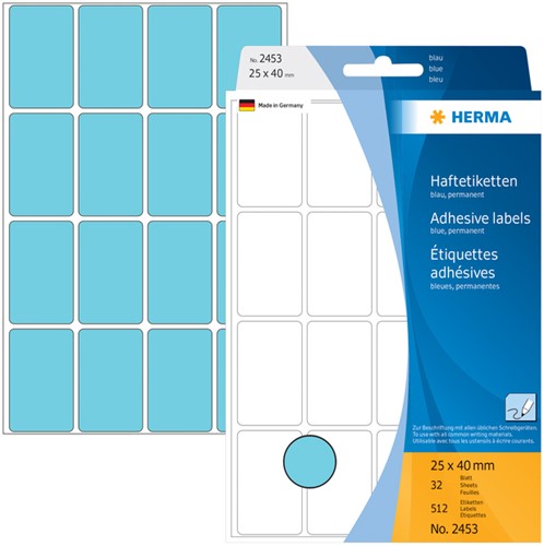 Etiket HERMA 2453 25x40mm blauw 512stuks 32 Vel-3
