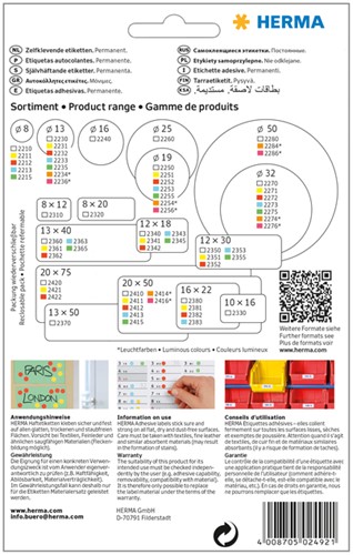 Etiket HERMA 2492 52x82mm rood 128stuks 32 Vel-1