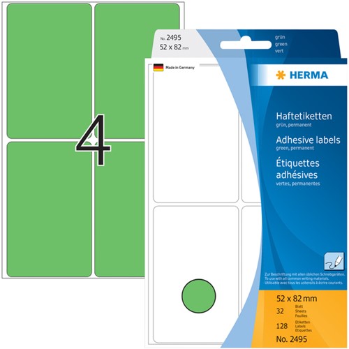 Etiket HERMA 2495 52x82mm groen 128st 32 Vel-2