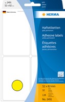 Etiket HERMA 2491 52x82mm geel 128stuks 32 Vel