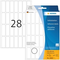 Etiket HERMA 10605 13x40mm verwijderbaar 672stuks 24 Vel