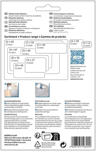 Etiket HERMA 10609 19x40mm verwijderbaar wit 480st 24 Vel-2