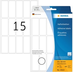 Etiket HERMA 10610 20x50mm verwijderbaar 360stuks 24 Vel