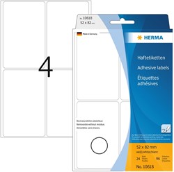 Etiket HERMA 10618 52x82mm verwijderbaar 96stuks 24 Vel