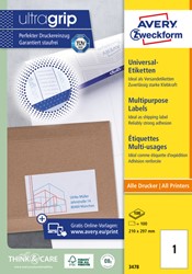 Etiket AZ 3478 210x297mm A4 wit 100stuks 100 Vel