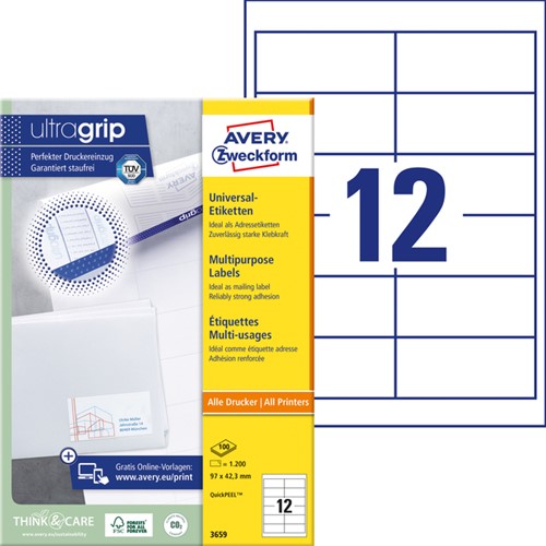 Etiket Avery 3659 97x42.3mm wit 1200 stuks-2