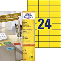 Etiket Avery 3451 70x37mm geel 2400st 100 Vel