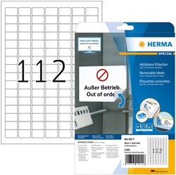 Etiket HERMA 4211 25.4x16.9mm verwijderb wt 2800st 25 Vel