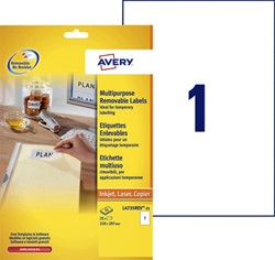 Etiket Avery L4735REV-25 210x297mm A4 wit 25stuks 25 Vel