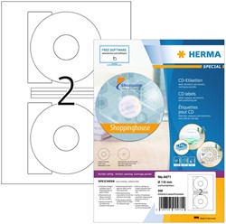 Etiket HERMA 4471 CD 116mm wit opaqua 200stuks 100 Vel
