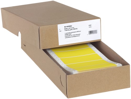 Etiket HERMA 8181 88.9x35.7mm 1-baans geel 2000 stuks