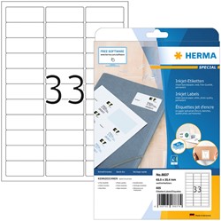 Etiket HERMA 8837 63.5x25.4mm mat wit 825st 25 Vel